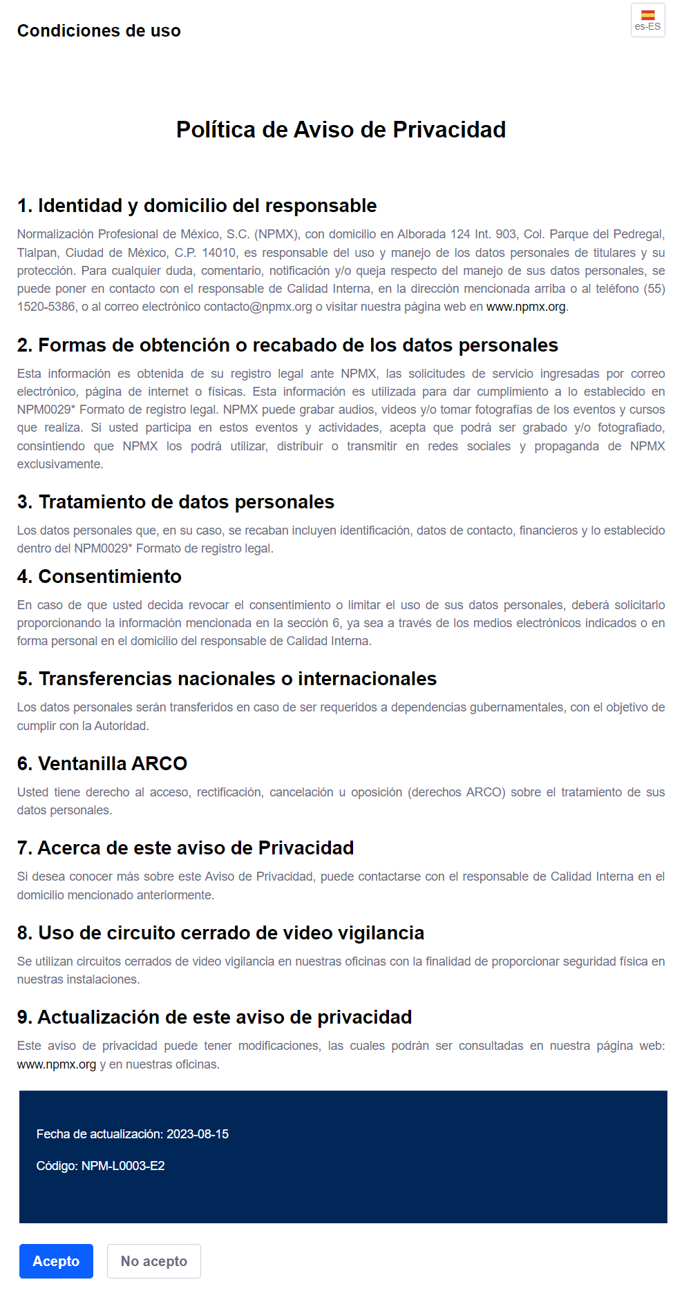 Aviso de Privacidad SICEN